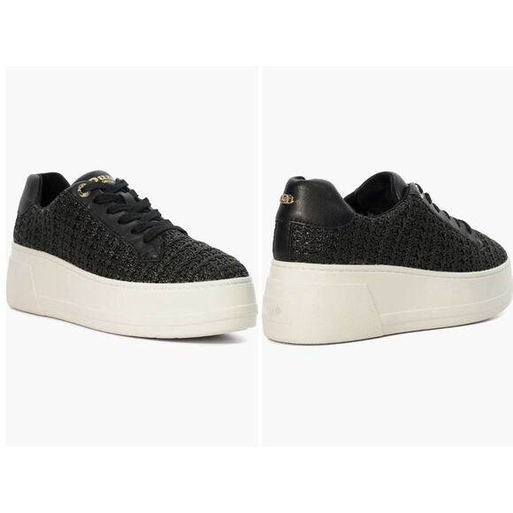 New Dune London Episode Platform  Sneaker Blac Raffia Platform Cushioned 40/10 - Picture 2 of 6